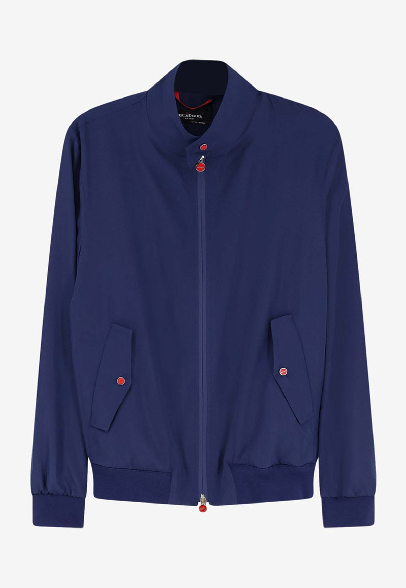 Kiton Ciro Paone Logo Embroidered Zip-Up Jacket Blue UBLM03K0741H13_Red_42176939