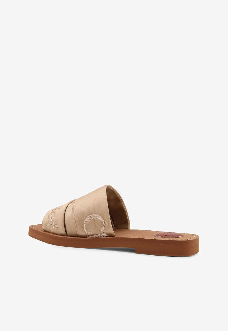 Chloé Woody Satin Flat Sandals Sand CH26S188VH291_Light Sand_41114860