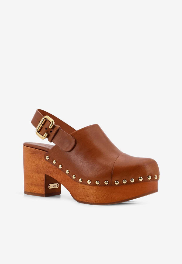 Chloé Jeannette 80 Wedge Clogs Brown CHC25U10VLT27T_Ginger Brown_41114770