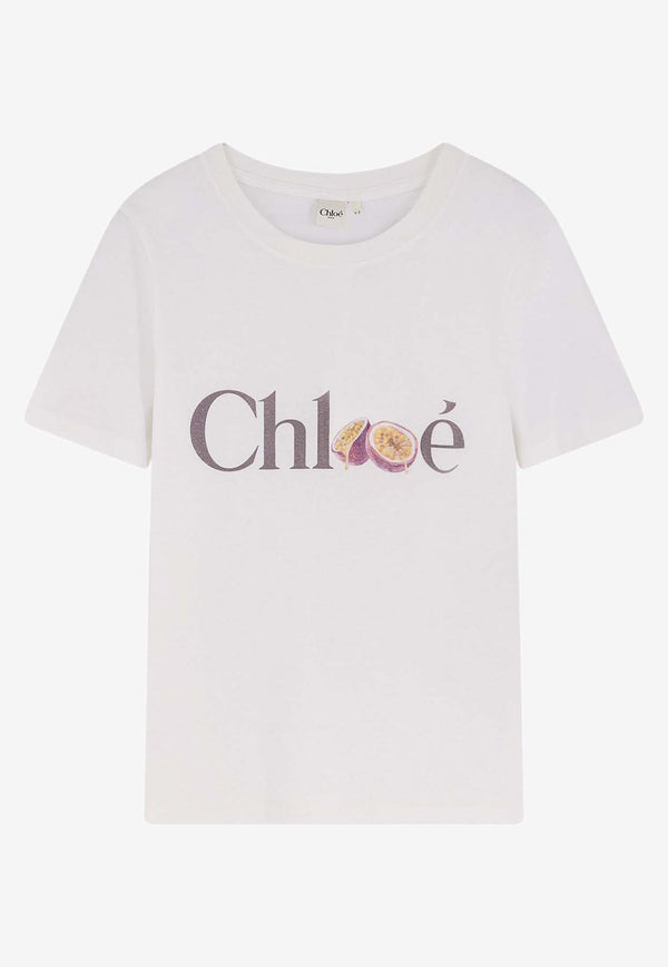 Chloé Logo Print Crewneck T-shirt White CH26SJH08197101_White_41114685