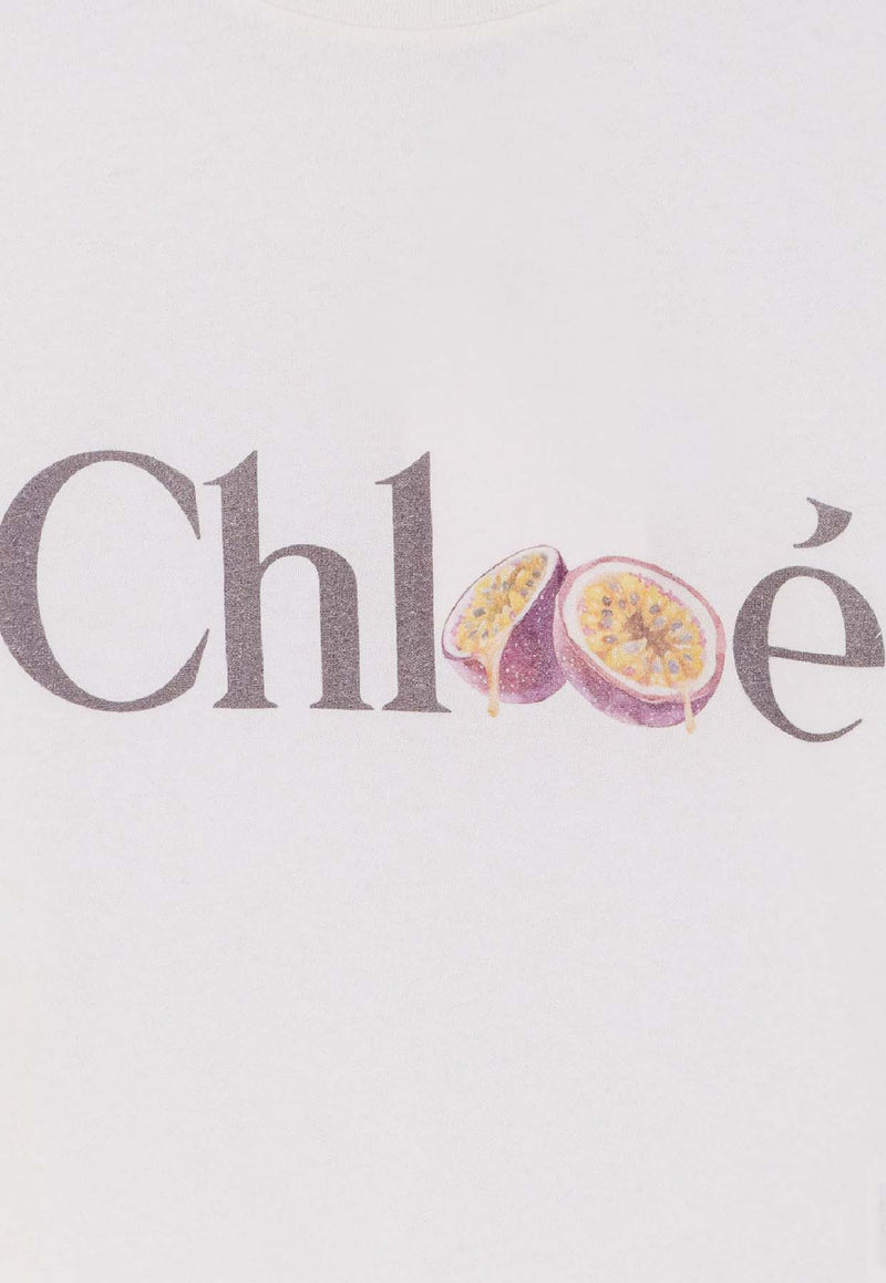 Chloé Logo Print Crewneck T-shirt White CH26SJH08197101_White_41114685