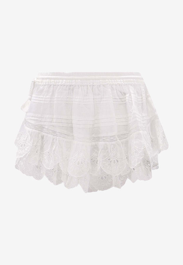 Isabel Marant Etoile Puria Ruffled Mini Skirt White SH0255FAD1J05E20WH_White_41973138