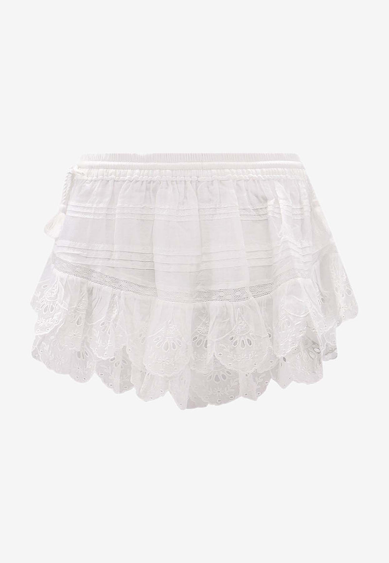Isabel Marant Etoile Puria Ruffled Mini Skirt White SH0255FAD1J05E20WH_White_41973138