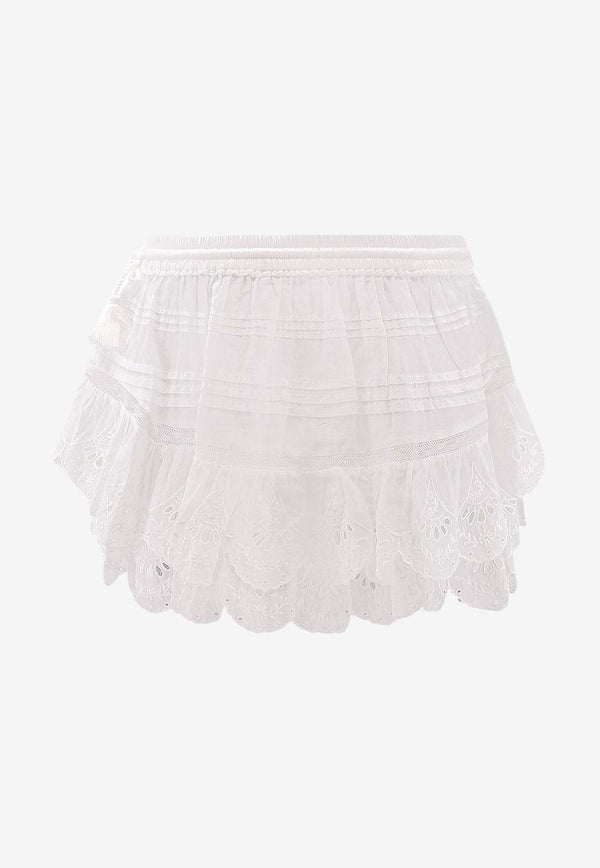 Isabel Marant Etoile Puria Ruffled Mini Skirt White SH0255FAD1J05E20WH_White_41973138