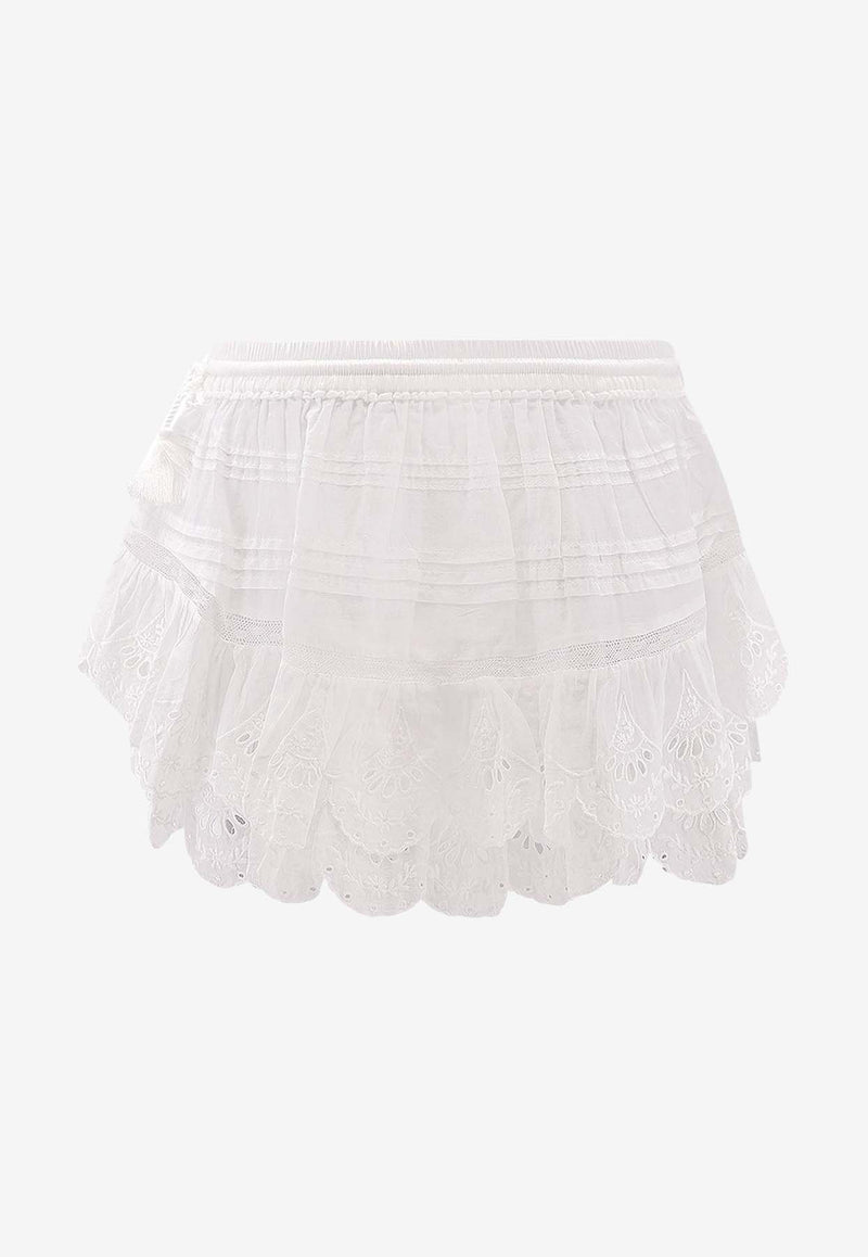 Isabel Marant Etoile Puria Ruffled Mini Skirt White SH0255FAD1J05E20WH_White_41973138