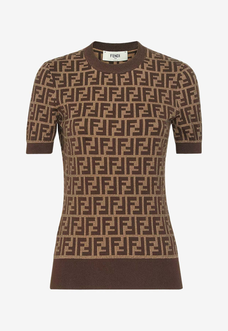 Fendi FF Jacquard Knit Top Brown FZXC72ASJTF0GGE_Tobacco_42821654