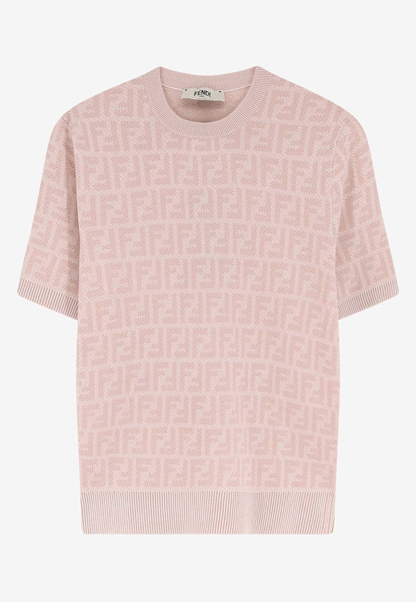 Fendi FF Jacquard Knit T-shirt Pink FZXE50AYM1F1UKC_GRAPEFRUIT 26_42821592