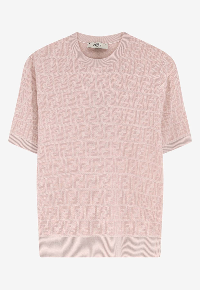 Fendi FF Jacquard Knit T-shirt Pink FZXE50AYM1F1UKC_GRAPEFRUIT 26_42821592