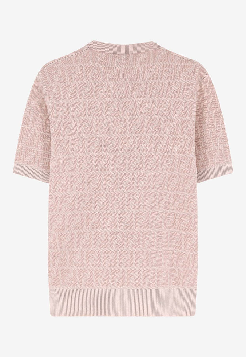 Fendi FF Jacquard Knit T-shirt Pink FZXE50AYM1F1UKC_GRAPEFRUIT 26_42821592