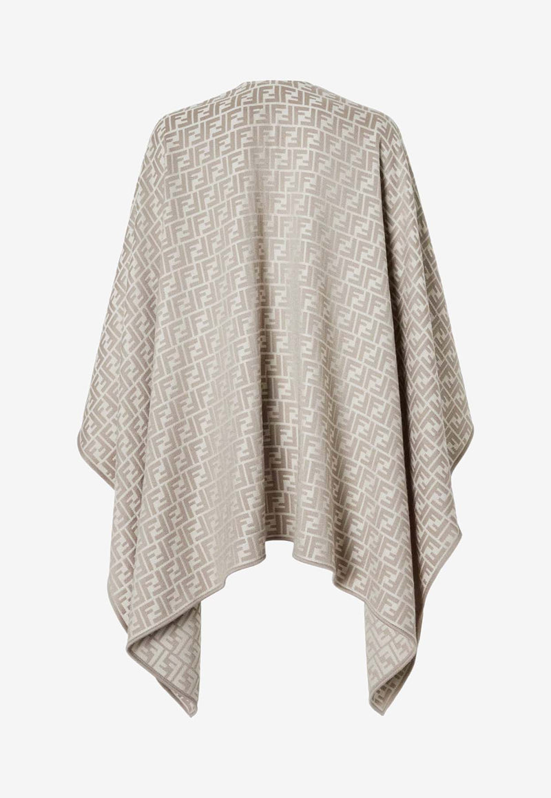 Fendi FF Silk and Wool Poncho Gray FXX782AQ8GF0QZ0_Grey_42822717
