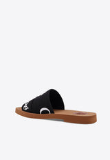Chloé Woody Linen Logo Slides Black CHC22U188Z3001_Black_41114636