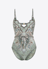 Zimmermann Wanderlust Scallop One-Piece Swimsuit Multicolor 5755WRS262TPTM_Tapestry Teal Multi_44130176