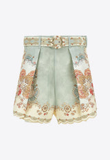 Zimmermann Daylight Tuck Floral Print Linen Shorts Multicolor 4558ARS263WPFM_Wallpaper Floral Mint_44130436