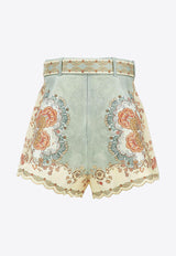Zimmermann Daylight Tuck Floral Print Linen Shorts Multicolor 4558ARS263WPFM_Wallpaper Floral Mint_44130436