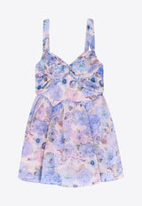 Zimmermann Rebellion Drape Linen and Silk Mini Dress Multicolor 6493DC261SKBLM_Sky Bloom_44130510