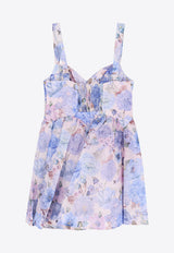 Zimmermann Rebellion Drape Linen and Silk Mini Dress Multicolor 6493DC261SKBLM_Sky Bloom_44130510