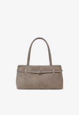 Le Cambon East West Suede Top Handle Bag