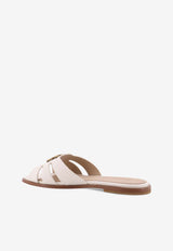 PINKO Logo-Plaque Leather Slides White