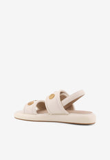 PINKO Logo-Plaque Leather Sandals White