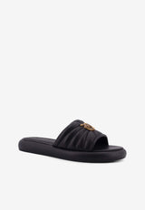 PINKO Logo-Plaque Leather Slides Black