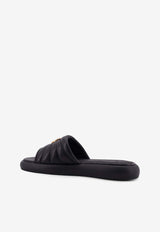 PINKO Logo-Plaque Leather Slides Black