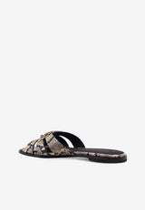 PINKO Logo-Plaque Leather Slides Black