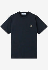 Stone Island Logo-Embroidered Crewneck T-shirt Blue