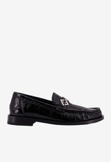 Fendi Logo-Plaque Leather Loafers Black