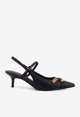 PINKO 50 Logo-Plaque Leather Pumps Black