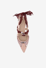 PINKO Logo-Plaque Leather Ballet Flats Beige