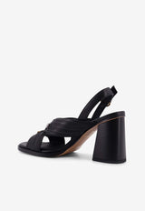 PINKO 90 Logo-Plaque Leather Sandals Black