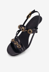 PINKO 80 Leather Stilettos Sandals Black