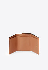 Chloè Metal Lock Leather Wallet Brown