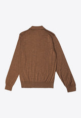 Zip-Up Wool Polo Sweater