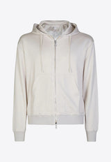 Silk-Blend Hooded Zip-Up Sweatshirt