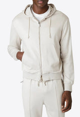 Silk-Blend Hooded Zip-Up Sweatshirt