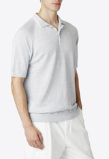 Linen-Blend Knitted Polo T-shirt