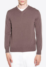 V-Neck Cashmere Knit Sweater