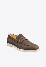 Suede Loafers with Penny-Strap