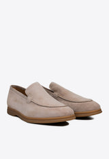 Suede Loafers with Engraved-Logo
