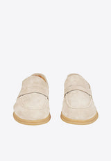 Suede Loafers with Penny-Strap