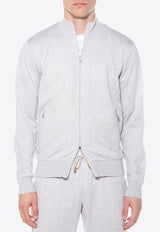Pinstripe-Pattern Zip-Up Sweatshirt