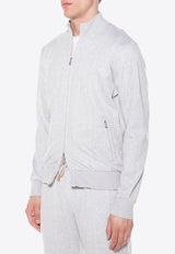 Pinstripe-Pattern Zip-Up Sweatshirt