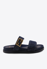 Fendi Monogram Denim Sandals Blue