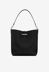Longchamp Le Roseau Leather Hobo Bag Black 10315HFP/R_LONG-001