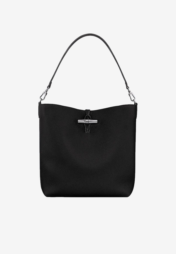 Longchamp Le Roseau Leather Hobo Bag Black 10315HFP/R_LONG-001