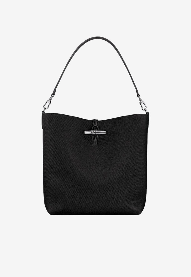 Longchamp Le Roseau Leather Hobo Bag Black 10315HFP/R_LONG-001