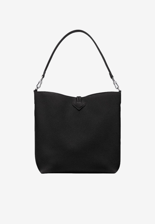 Longchamp Le Roseau Leather Hobo Bag Black 10315HFP/R_LONG-001