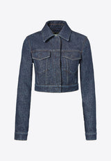 Fendi Denim Cropped Jacket Blue