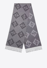 Fendi Monogram Wool Scarf Gray